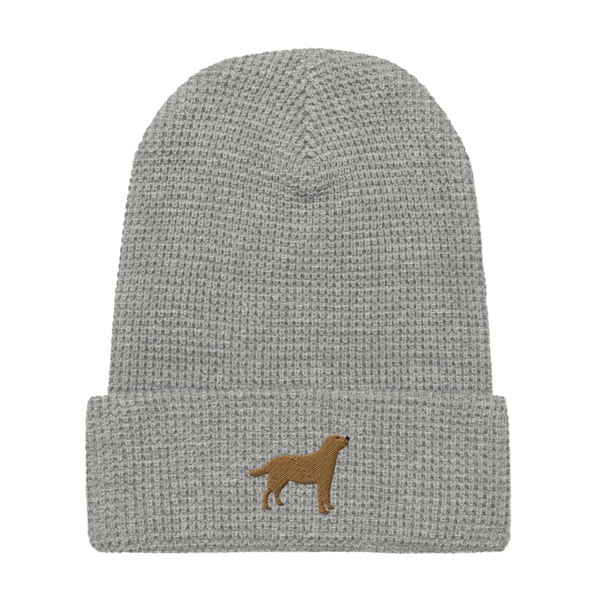 Chocolate Labrador embroidered waffle beanie