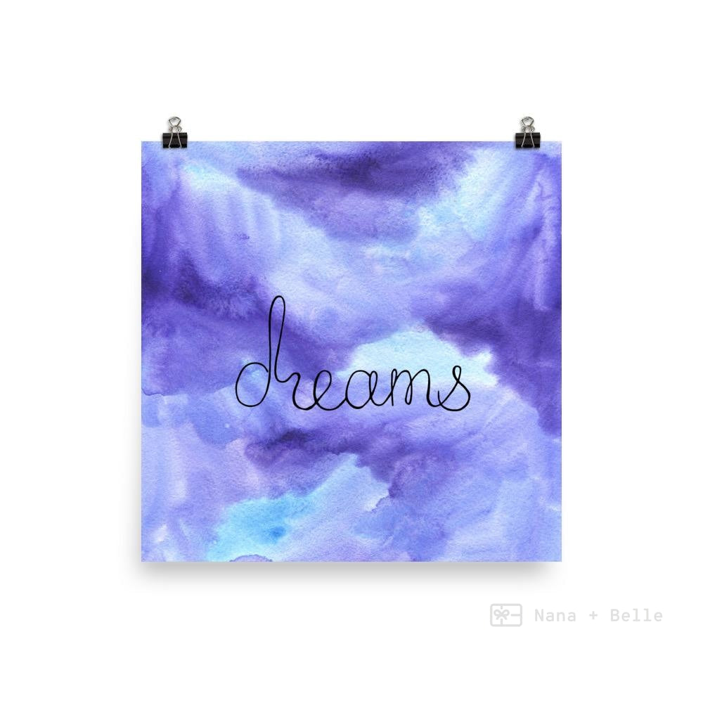 Watercolour Dreams Art Print / Purple Watercolour Dreams Art poster - Nana + Belle