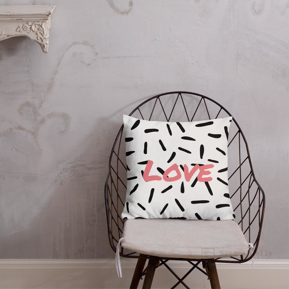 18x18in square ornament sofa cushion throw white abstract 45x45cm - Love New - Nana + Belle