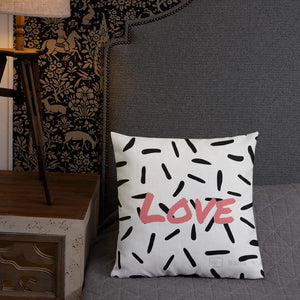 White Abstract Pattern Love Square Cushion Cushions