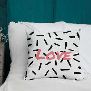 White Abstract Pattern Love Square Cushion Cushions