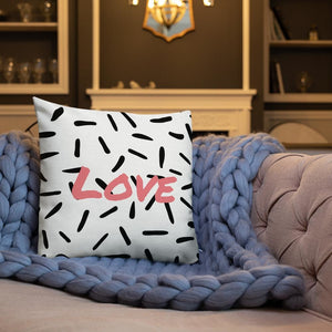 White Abstract Pattern Love Square Cushion Cushions