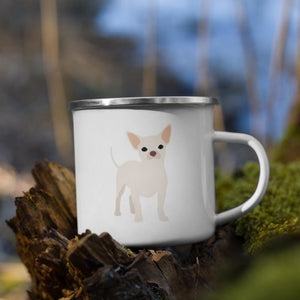 White Chihuahua Enamel Mug / Cup Mugs