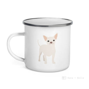 White Chihuahua Enamel Mug / Cup Mugs