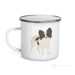 Load image into Gallery viewer, White &amp; Chocolate Papillon Dog Enamel Mug Mugs
