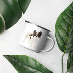 Load image into Gallery viewer, White &amp; Chocolate Papillon Dog Enamel Mug Mugs
