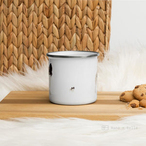 White & Chocolate Papillon Dog Enamel Mug Mugs