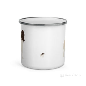 White & Chocolate Papillon Dog Enamel Mug Mugs