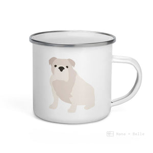 White English Bulldog Enamel Mug Mugs