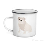 Load image into Gallery viewer, White English Bulldog Enamel Mug Mugs
