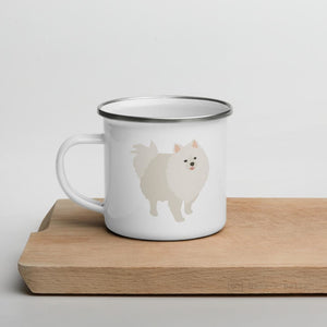 White Pomeranian Enamel Mug Mugs