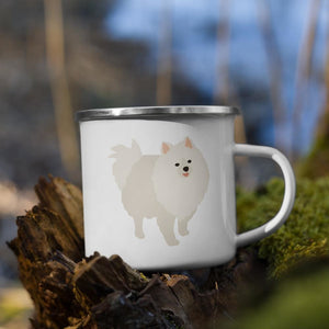 White Pomeranian Enamel Mug Mugs