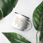 Load image into Gallery viewer, White Pomeranian Enamel Mug Mugs
