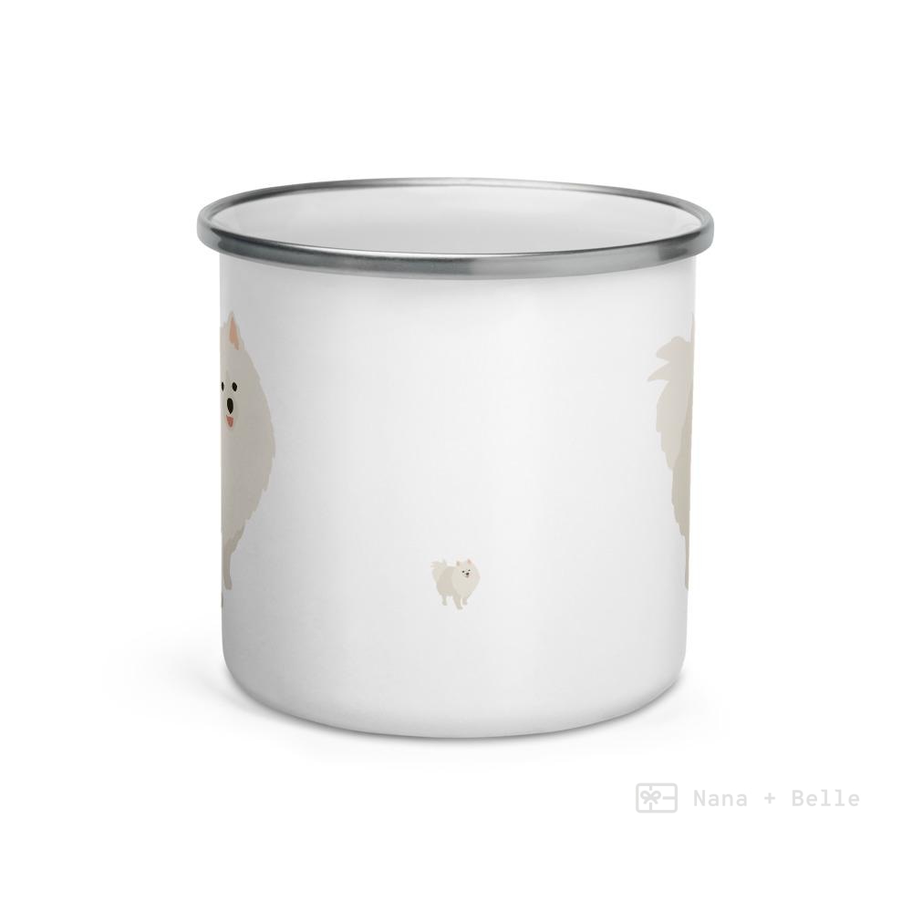 White Pomeranian Enamel Mug Mugs