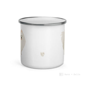 White Pomeranian Enamel Mug Mugs