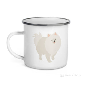 White Pomeranian Enamel Mug Mugs