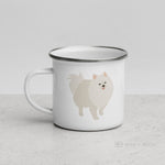 Load image into Gallery viewer, White Pomeranian Enamel Mug Mugs
