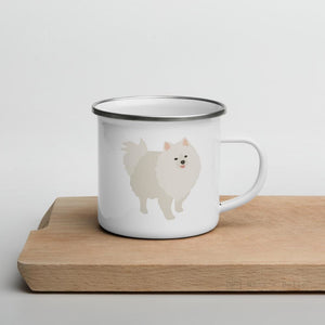 White Pomeranian Enamel Mug Mugs