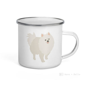 White Pomeranian Enamel Mug Mugs