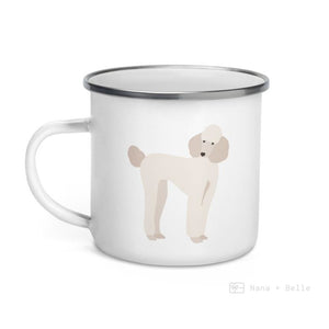 White Poodle Dog Enamel Mug / Cup Mugs