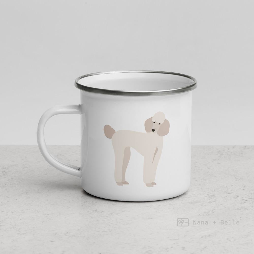 White Poodle Dog Enamel Mug / Cup Mugs