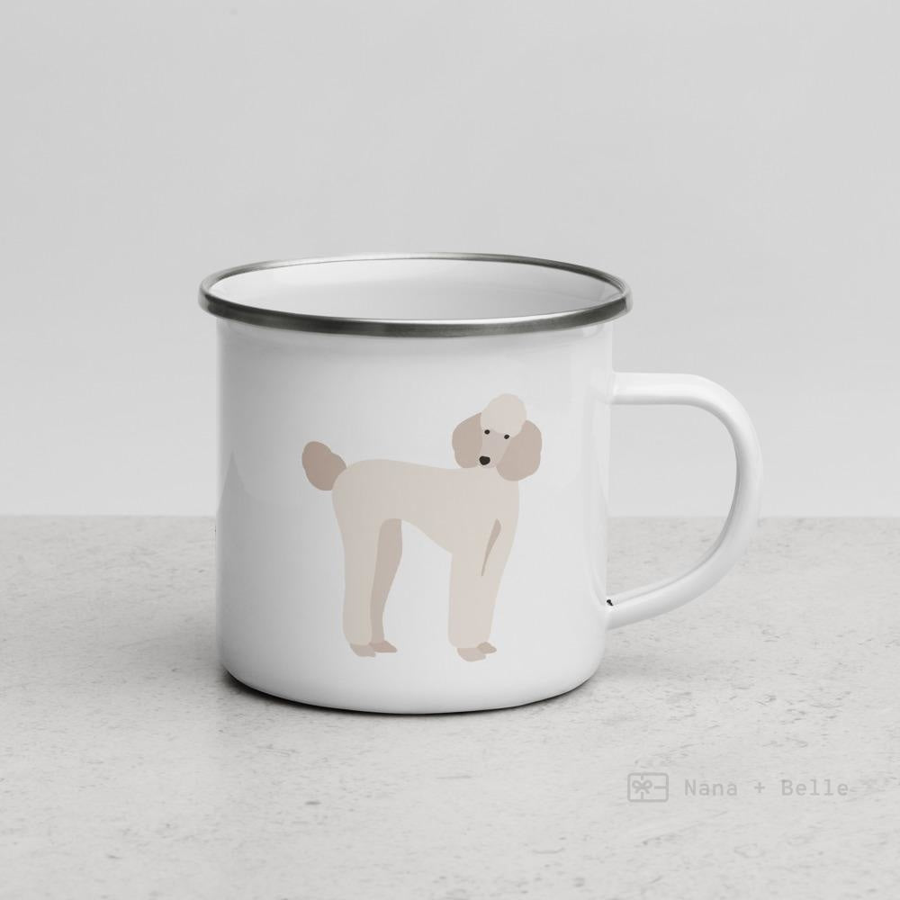 White Poodle Dog Enamel Mug / Cup Mugs