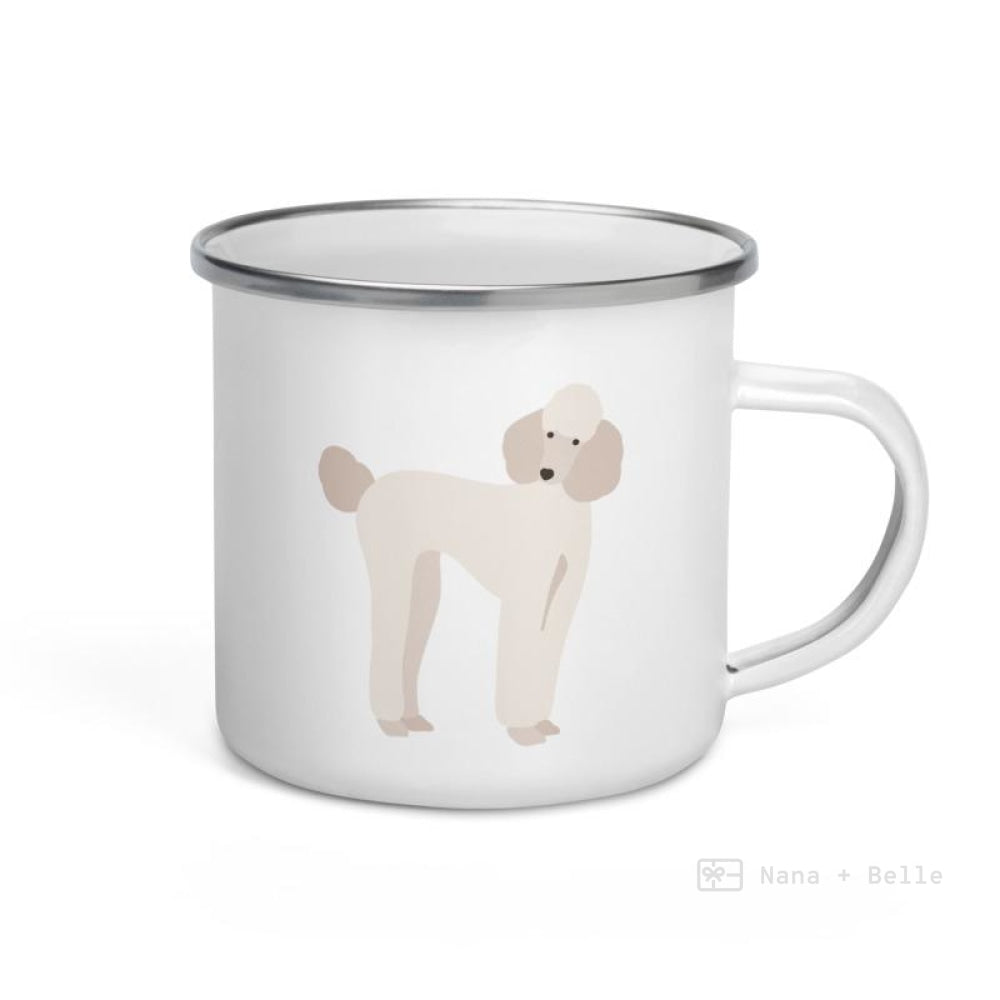 White Poodle Dog Enamel Mug / Cup Mugs