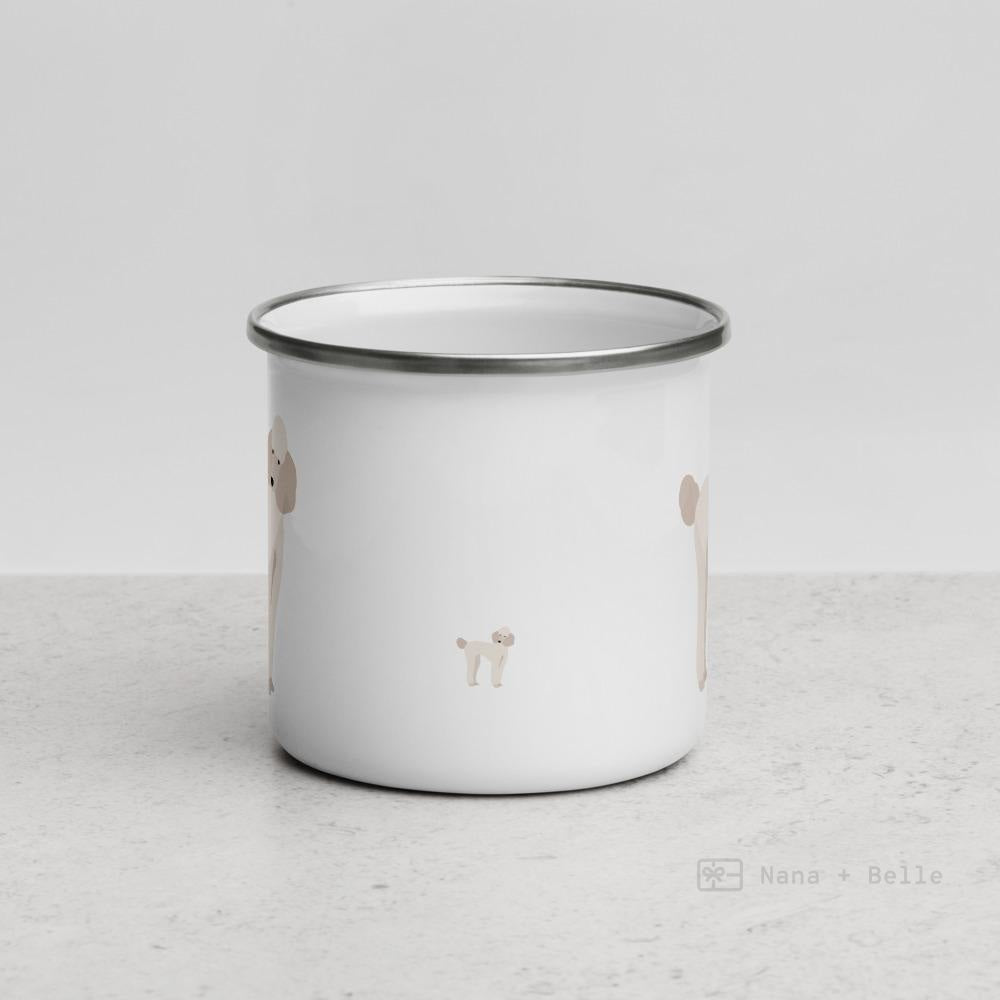 White Poodle Dog Enamel Mug / Cup Mugs