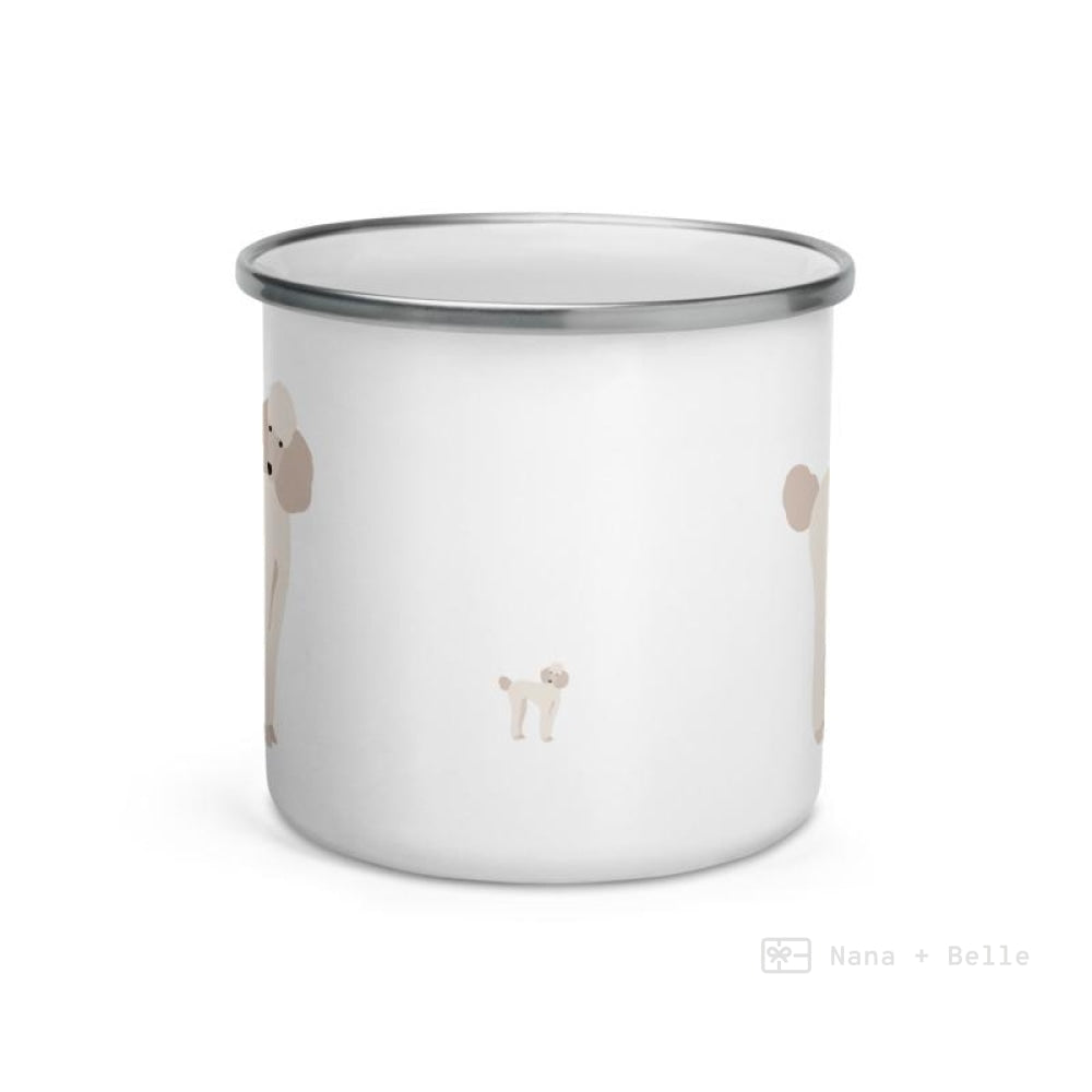 White Poodle Dog Enamel Mug / Cup Mugs