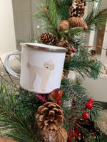 Load image into Gallery viewer, White Poodle Enamel Mug Mugs
