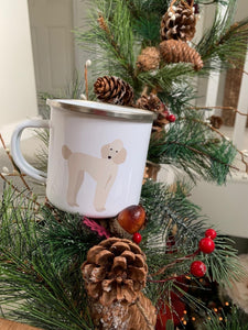 White Poodle Enamel Mug Mugs