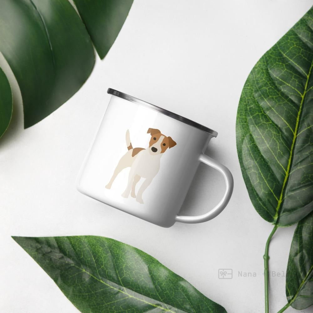 White And Tan Jack Russell Terrier Dog Enamel Mug / Cup Mugs