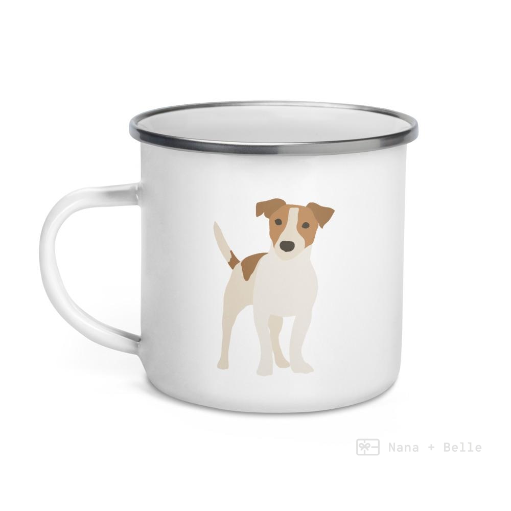 White And Tan Jack Russell Terrier Dog Enamel Mug / Cup Mugs