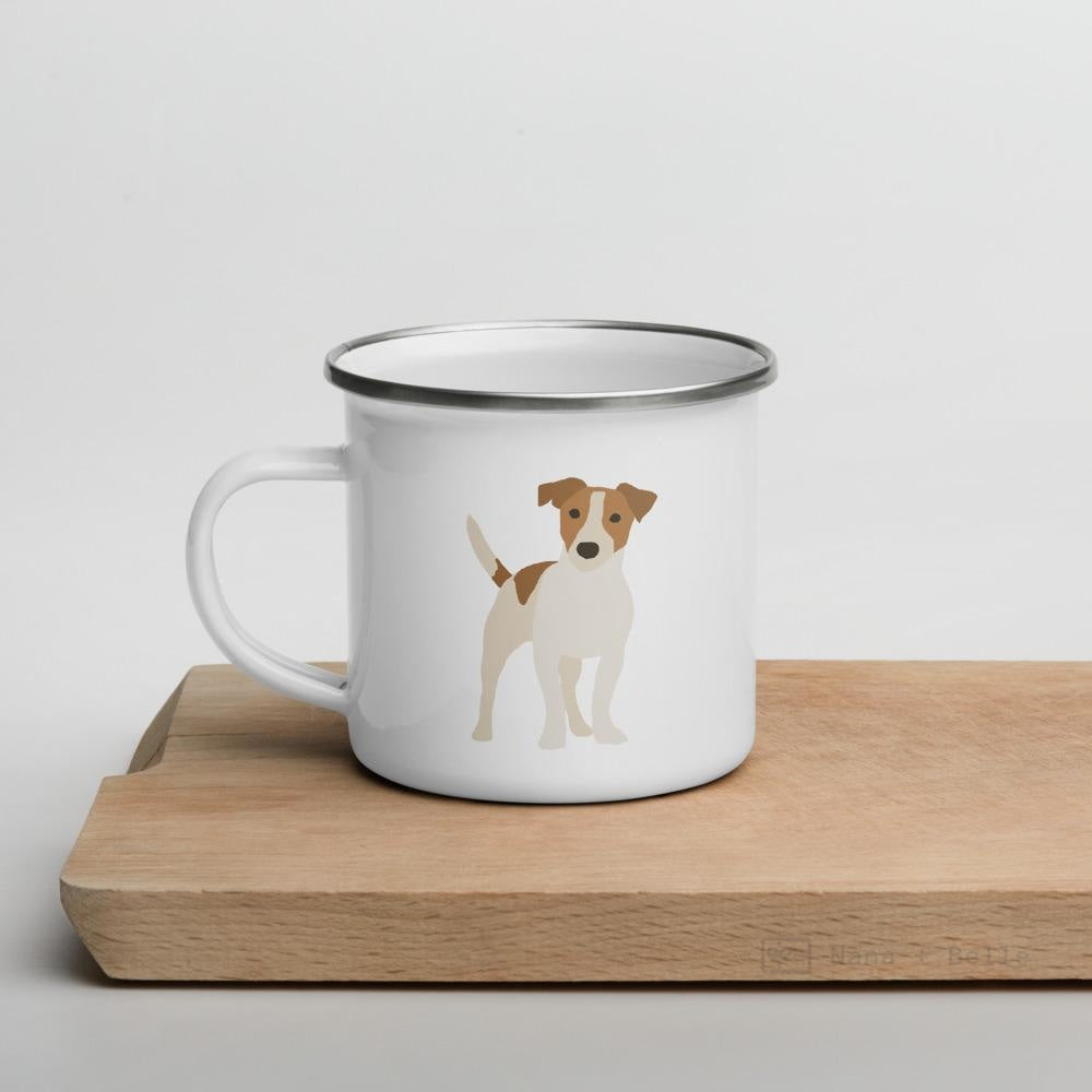 White And Tan Jack Russell Terrier Dog Enamel Mug / Cup Mugs