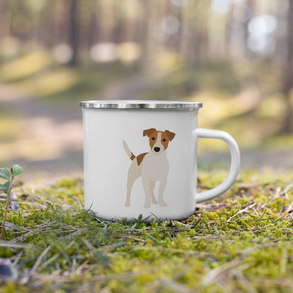 White And Tan Jack Russell Terrier Dog Enamel Mug / Cup Mugs