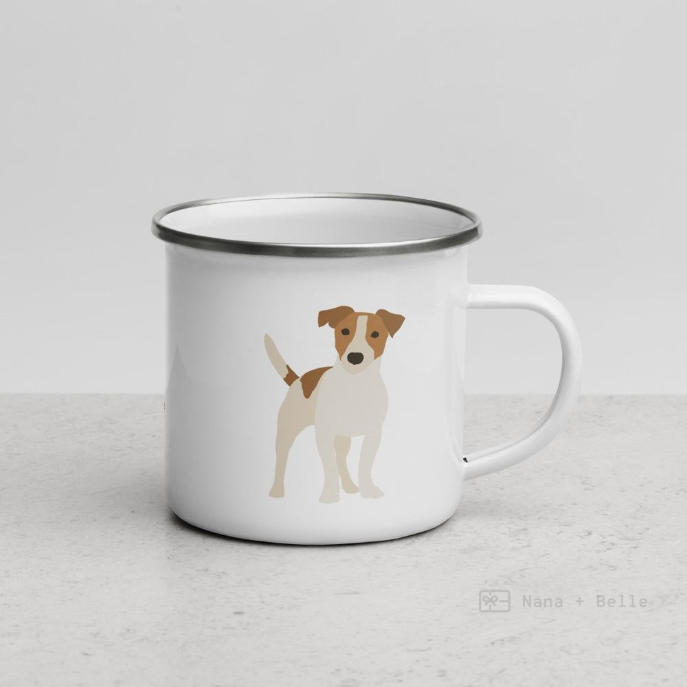 White And Tan Jack Russell Terrier Dog Enamel Mug / Cup Mugs