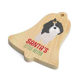 Shih tzu Santa's little helper Wooden Christmas bell ornaments