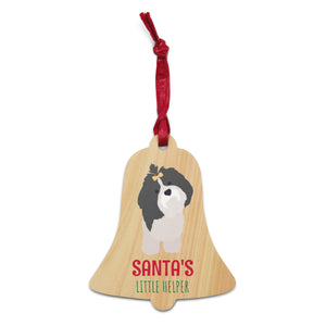 Shih tzu Santa's little helper Wooden Christmas bell ornaments