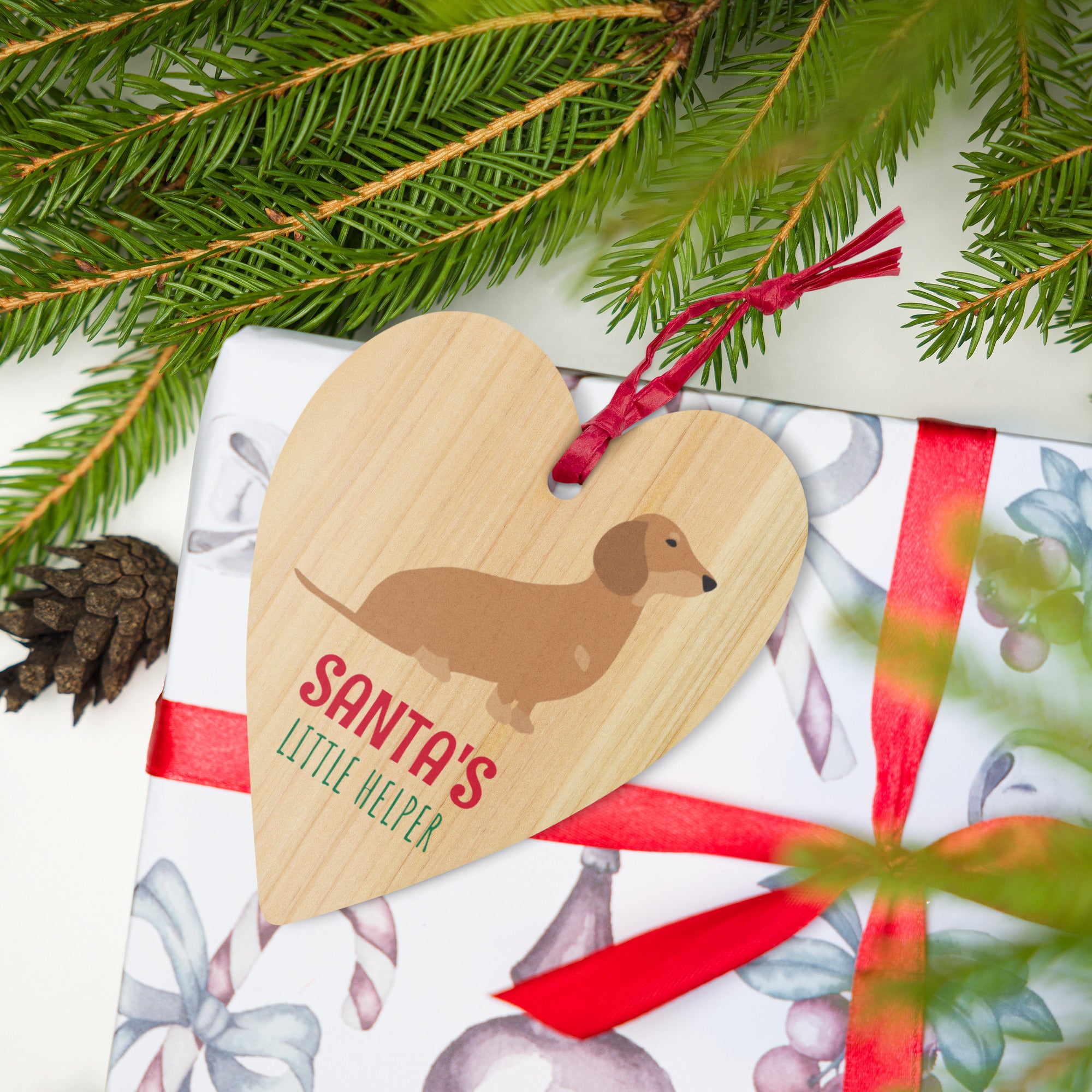 Sausage dog Christmas Wooden ornaments