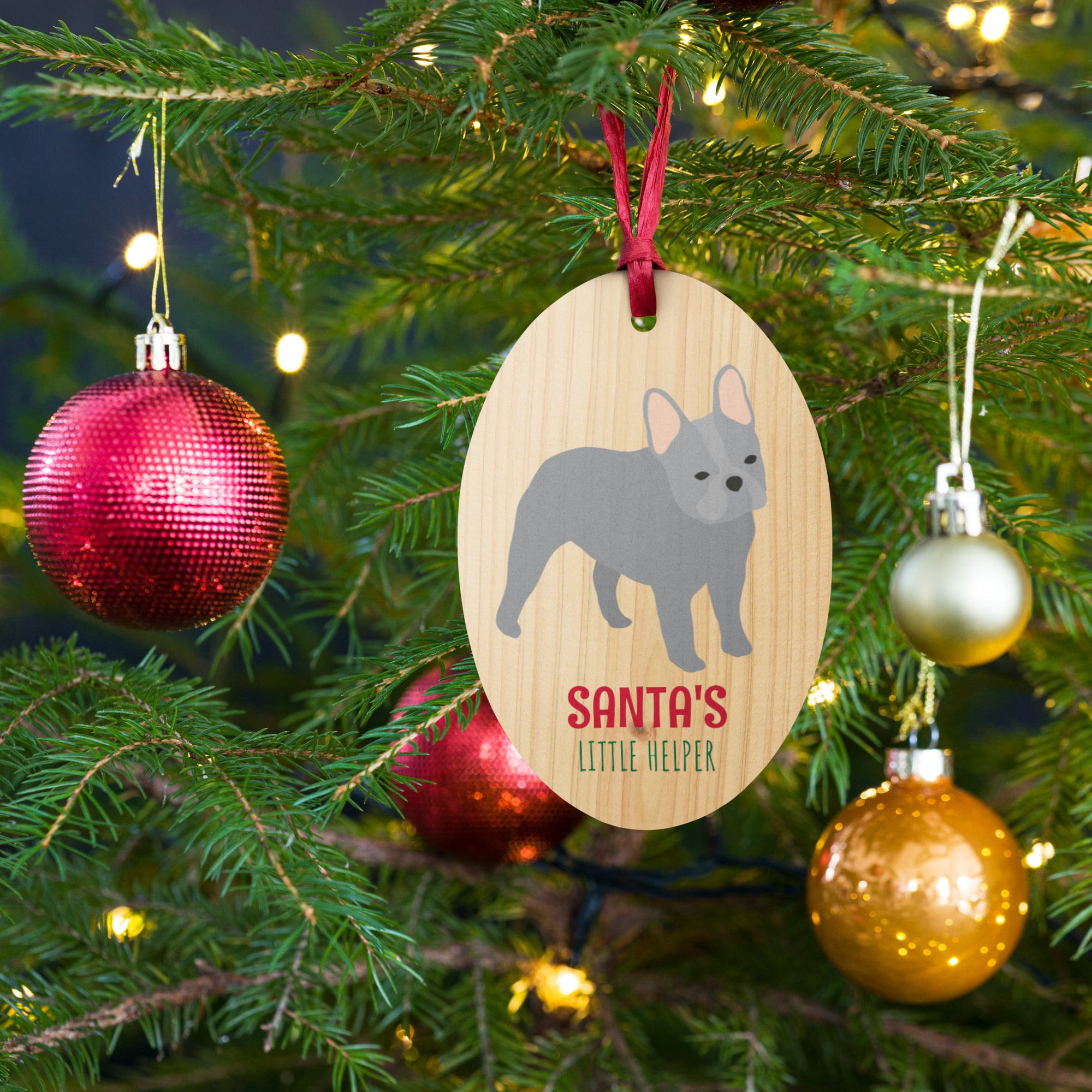 French bulldog Christmas Wooden ornaments